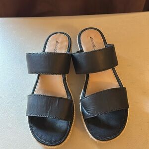 Eddie Bauer Black Wedge Sandals - Women’s Size 7.5